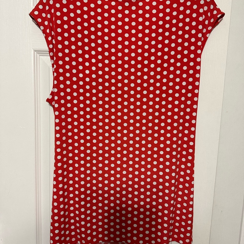 T Tahari Red and White Polka Dot Blouse NWT - Picture 3 of 4